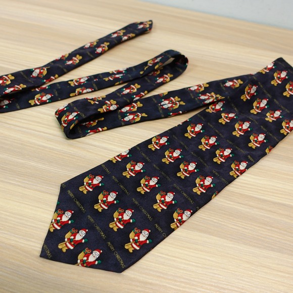 Holiday Traditions by MMG Other - Christmas Neck Tie Mens Black Silk HALLMARK Santa Claus Holiday Festive MMG
